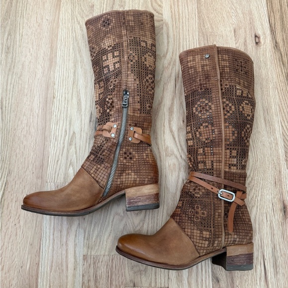 A.S. 98 Gene Boho Brown Leather Perforated Knee High Boots Size EU 37 | US 6.5-7 - Picture 8 of 14